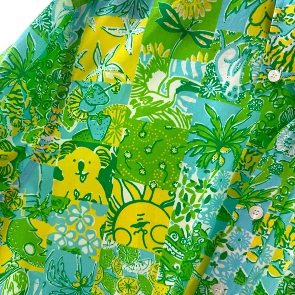 Colorful Green and Yellow Men's Shirt - Picture 5 of 14